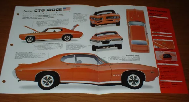 ★★1969 Pontiac Gto Judge Specs Sheet Brochure 69 Ram Air Specs Info 400 68 70★★