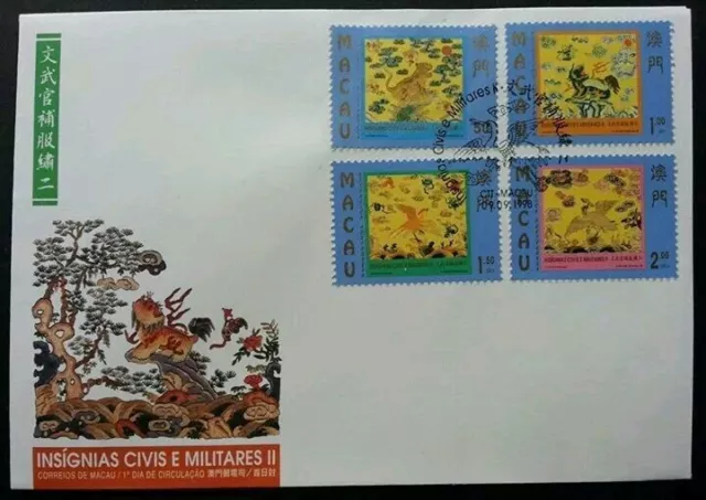 Macau Macao Civils & Military 1998 traditional Costumes 澳门文武官補服锈 (stamp...