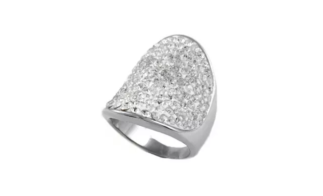 18k White Gold Plated Womens Crystal Cocktail Ring Made with Swarovski Elements