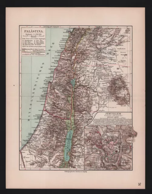 Landkarte map 1912: Palästina. Jerusalem