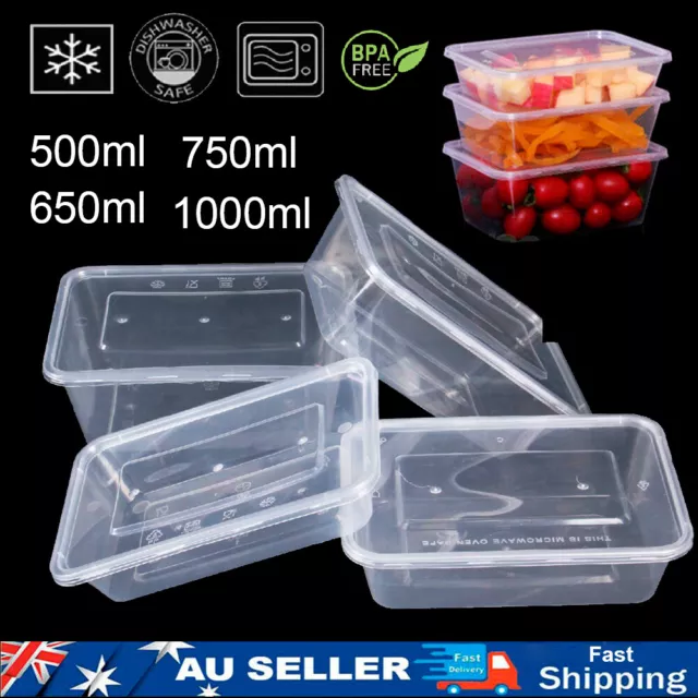 Take away Containers Food Takeaway Boxes + Plastic Lids 500ml 650ml 750ml 1000ml