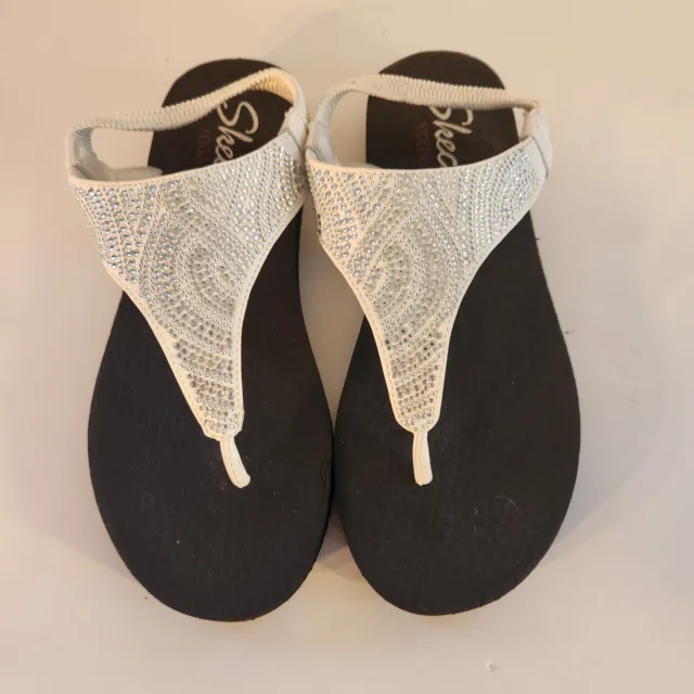 SKECHERS Yoga Foam Sandals cali Thong Sparkle Slingback Flip Flop Womens US 9