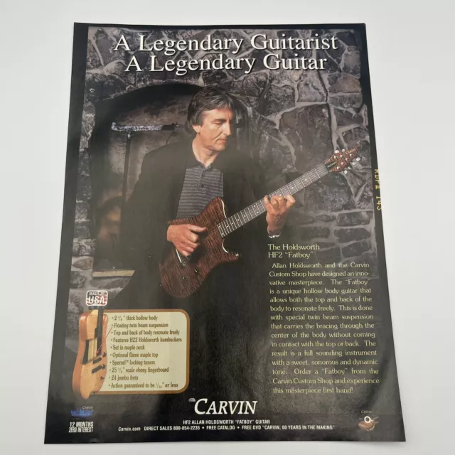 Carvin Guitars 2008 Print Ad 8"x11" Allan Holdsworth The Holdsworth HF2 Fatboy
