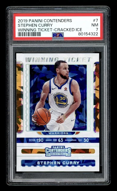 2019 Panini Contenders Winning Ticket Stephen Curry Cracked Ice #7 SSP /25 PSA 7