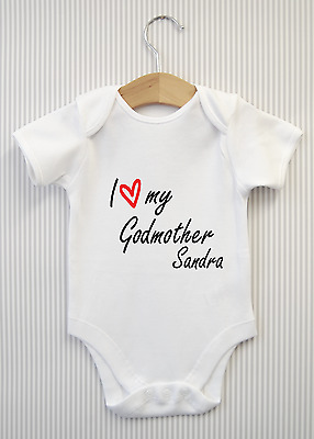 Personalised I love my Godmother Baby Grow Bodysuit Vest Babygrow Shower Gift