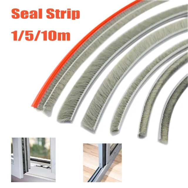 1-10M Hairy Seal Brush Pile Window Door Strip Tape Draught Excluder Weatherstrip