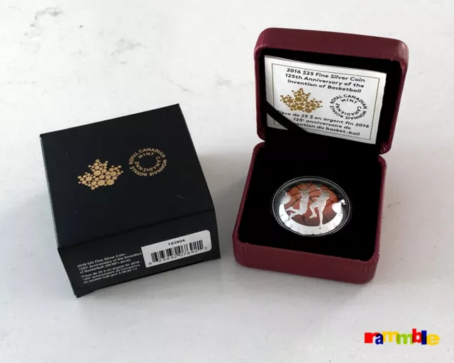 2016 Canada 1 oz. pure silver $25 convex coin ~ 125th Anniversary of Basketball