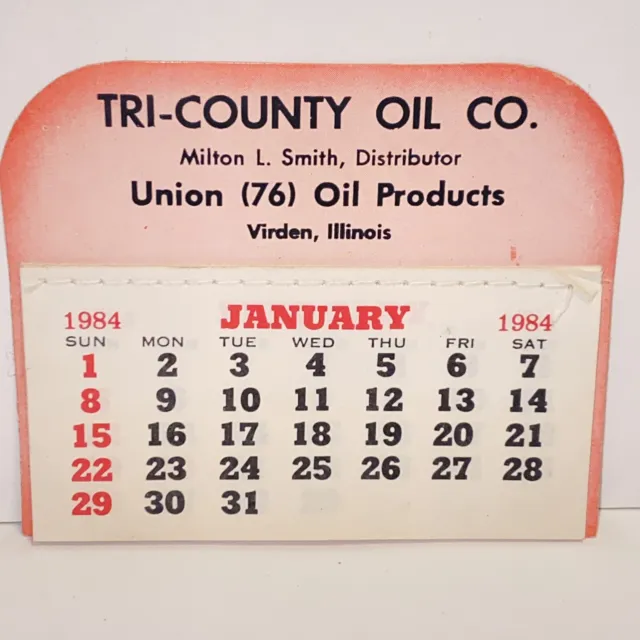 Vintage 1984 Tri County Oil Co Union 76 Virden Illinois Christmas Promo Calendar