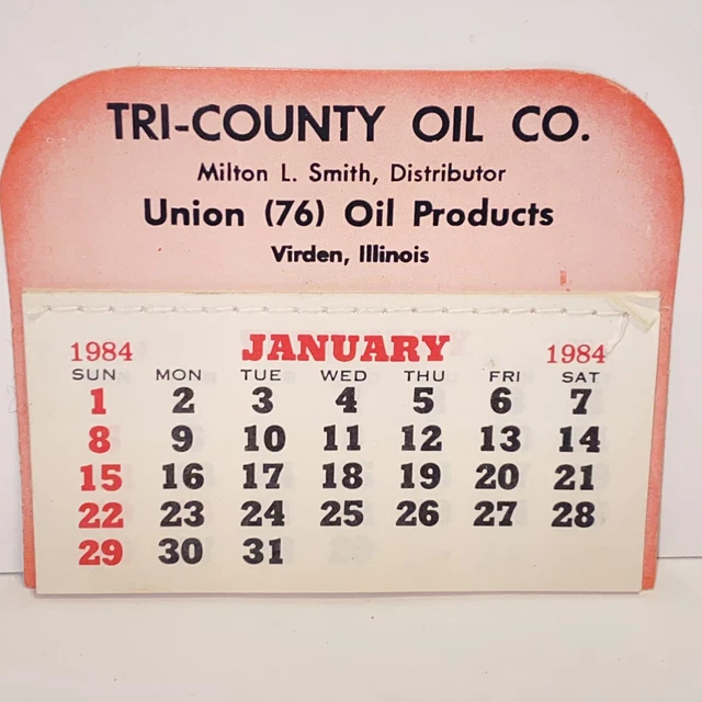 Vintage 1984 Tri County Oil Co Union 76 Virden Illinois Christmas Promo Calendar