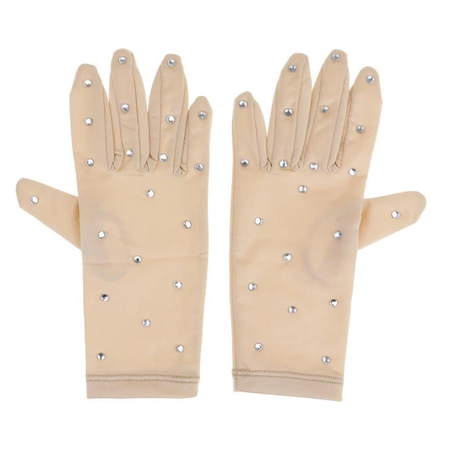 gants élastiques pour filles avec strass pour compétition de patinage