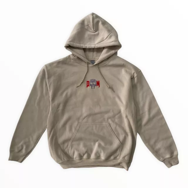 Actual Fact MF Doom DM Embroidered Hoodie In Sand Hooded Sweatshirt