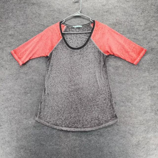 Maurices Shirt Womens Medium Short Sleeve Gray Raglan Top