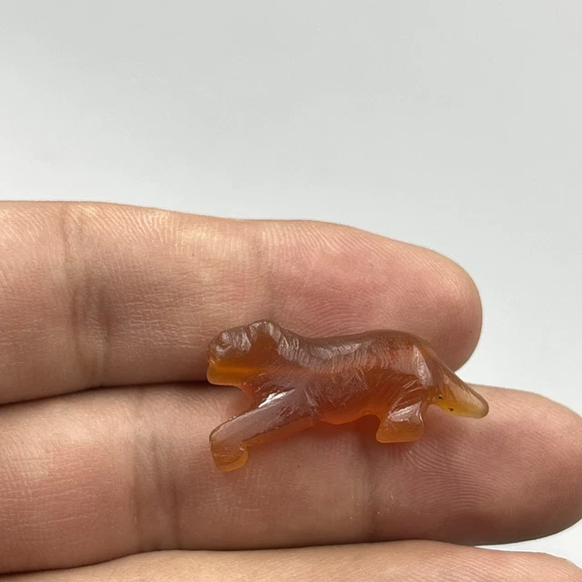 Unique Ancient Roman panther Animal Carnelian Agate stone carved figure Bead