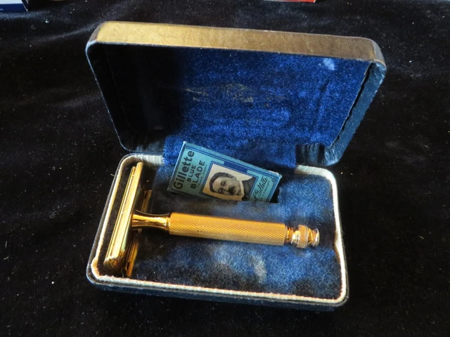 Gillette - Ball End Gold Tech - Vintage Safety Razor With Case & Blade - 1940’S