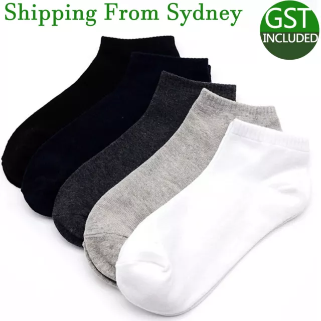 5Pairs Low Cut Socks Cotton Soft Breathable Non-Slip Casual Ankle White Black