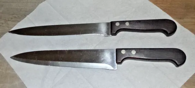 Lot Set 2 Imperial Collectables Kitchen Chef Butcher Slicing Knife  Wood Handle