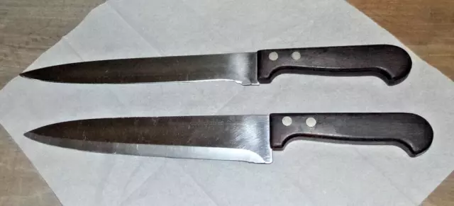 Lot Set 2 Imperial Collectables Kitchen Chef Butcher Slicing Knife  Wood Handle