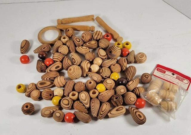 Vtg Macrame Beads Wooden 81 For Plant Hangers Jewelry Crafts
