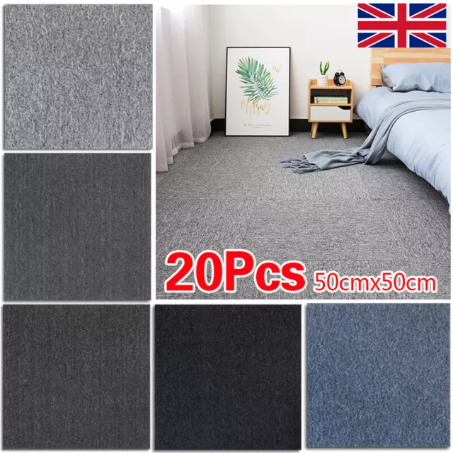 20 x Carpet Tiles 5m2 Box Heavy Commercial Retail Office Premium Flooring GREY