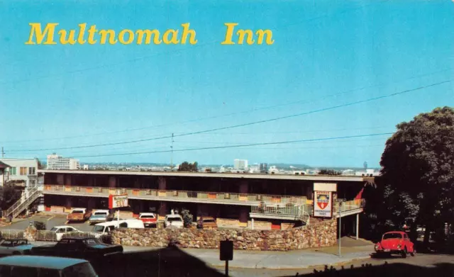 PORTLAND, Oregon OR    MULTNOMAH INN  Roadside Motel   VW BUG   Vintage Postcard