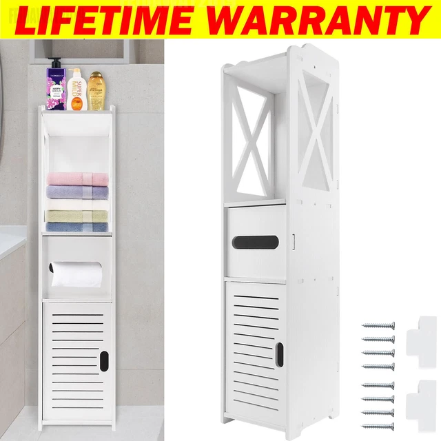 MODERN BATHROOM STORAGE Cupboard Shelf Thin Unit White w