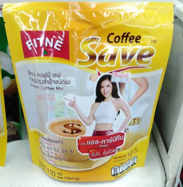 Fitne Coffee Save Instant Coffee Mix plus L-Carnitine High + Vitamins 10 Sticks