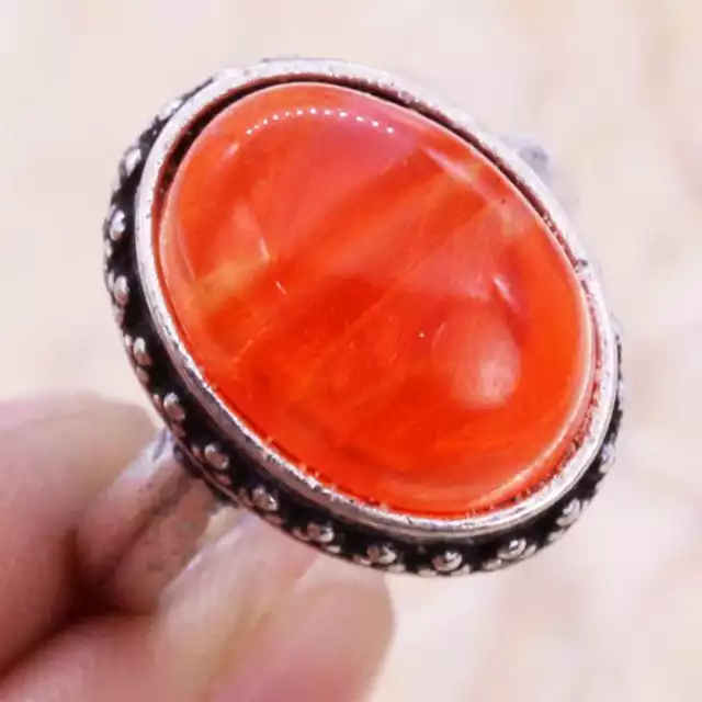 Stripped Onyx Art Piece 925 Silver Plated Ring of US Size 6.75