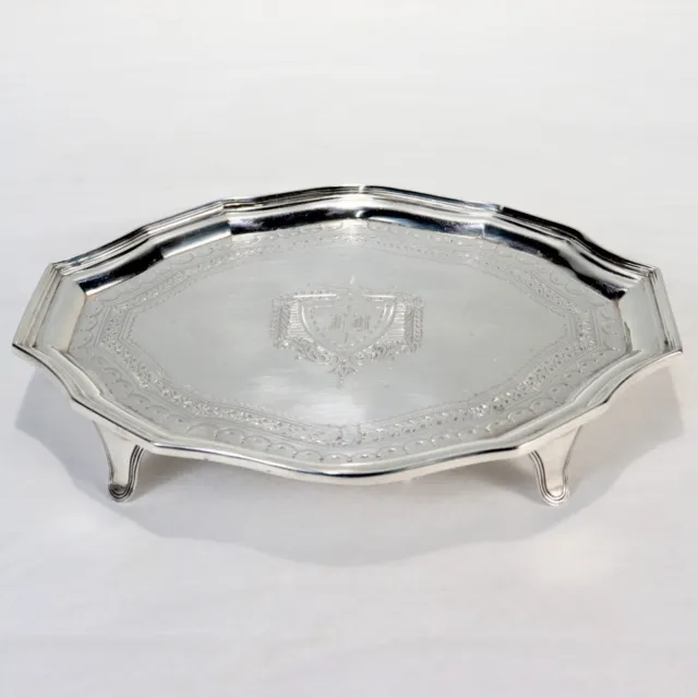 Antique 18th Century Georgian English Sterling Silver Salver Dated 1740 3