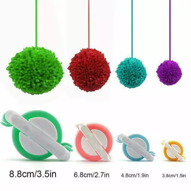 4 Size Pompom Pom-pom Maker Fluff Ball Weaver Needle Craft Wool Knitting A 6T5E