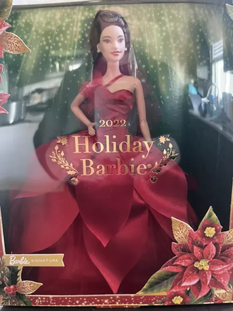 Mattel Holiday Barbie Signature Doll 2022 Straight Black Hair