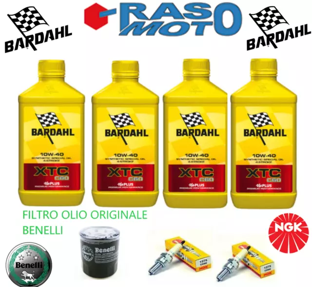 Kit Tagliando 4Lt Olio 10W40 + Filtro Olio  Benelli + 2 Candele Benelli Trk 502