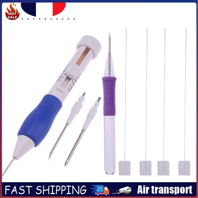 Punch Needle Set 3 Needles 2 Threaders Craft Tool for Embroidery DIY Sewing