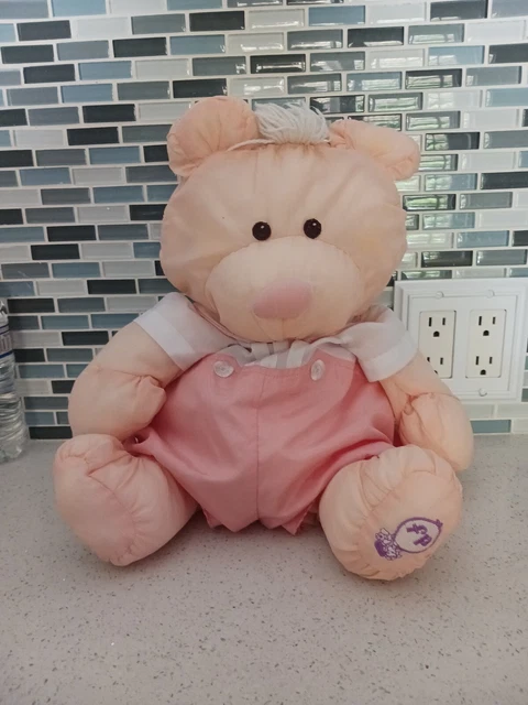 Fisher Price Puffalump Bear Cub Peach Romper Plush Stuffed Vintage 1986