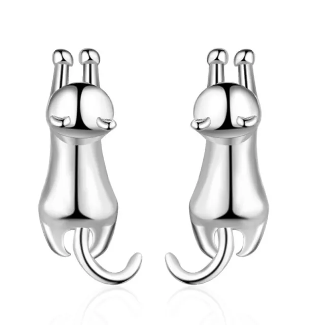 Mini Kleine Ohrstecker Katze echt Sterlingsilber 925 Damen Kinder Ohrringe