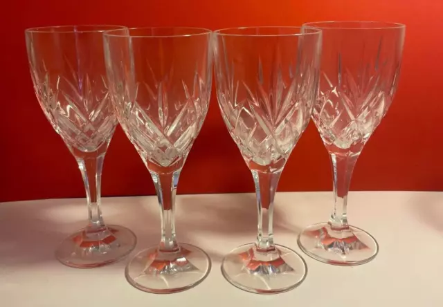 Crystal Water Goblets, Set of 4 Vintage, Glassware, Heavy, Drinkware