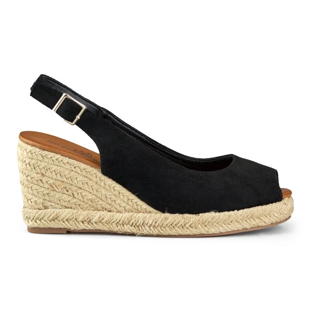 Women's black suede wedge espadrilles