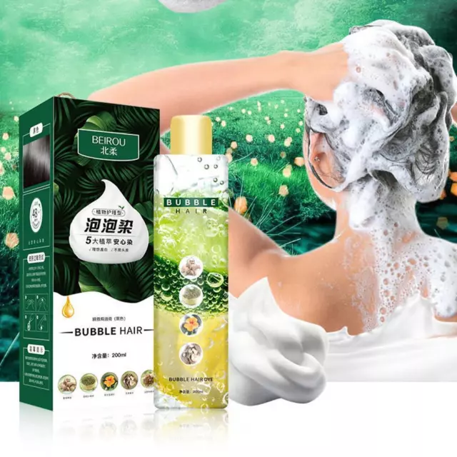 200ml Hair Dye Shampoo Bubble Plant Hair Dye Household Easy-to-wash