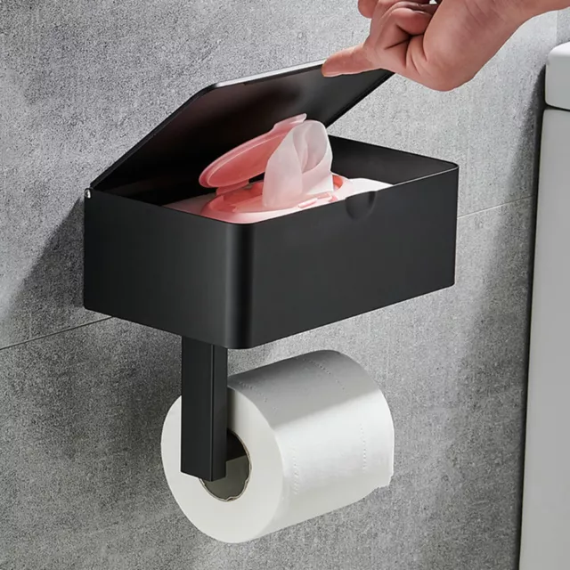 Toilettenpapierhalter mit Feuchttücherbox Edelstahl Klorollenhalter ohneBohren D