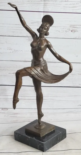 MOLINS Art Deco Bronze Nude Dancer on Marble Base Sculpture Nouveau Hotcast Sale