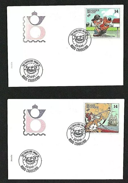 BOB DE MOOR / JACOBS / ROBA / SCHUITEN (4 enveloppes + timbres 1991) NEUF