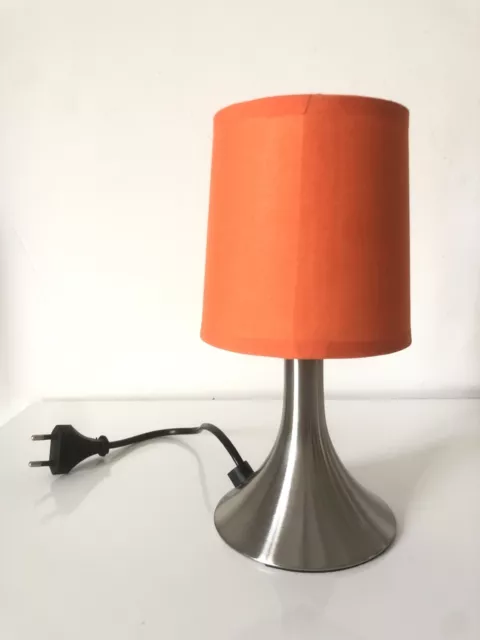 Lampe de chevet orange et métal chrome design style années 70 seventies