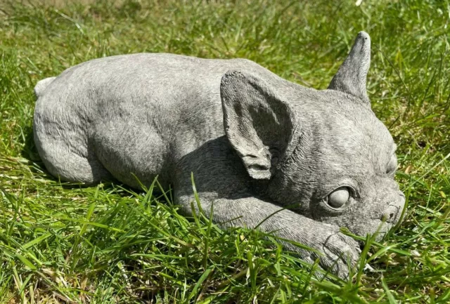 French Bulldog Stone Garden Statue | Reconstituted Outdoor Puppy Dog Ornament