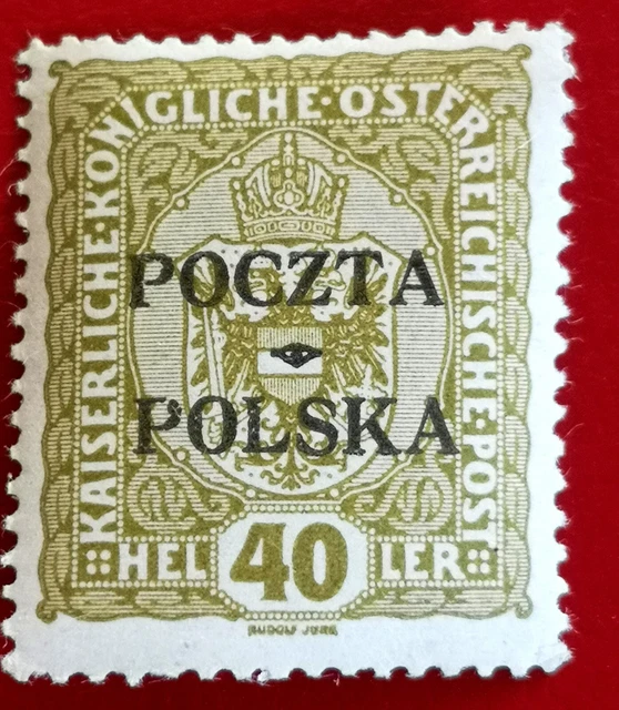 POLAND 1919 Krakau Error "P" 40heller MNH ** exp. Wiatrowski
