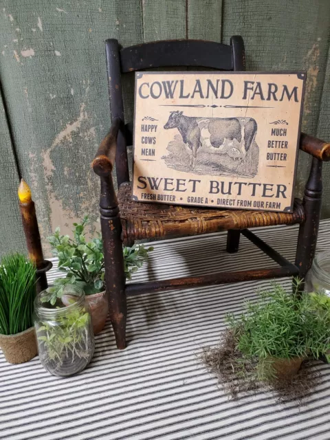 Primitive Antique Vintage Style Dairy Cowland Farm Advertising Butter Cow Sign