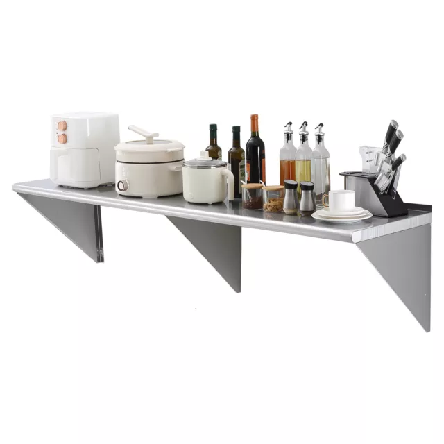 VEVOR 72" x 18" Stainless Steel Wall Mounted Shelf Kitchen Restaurant Shelving