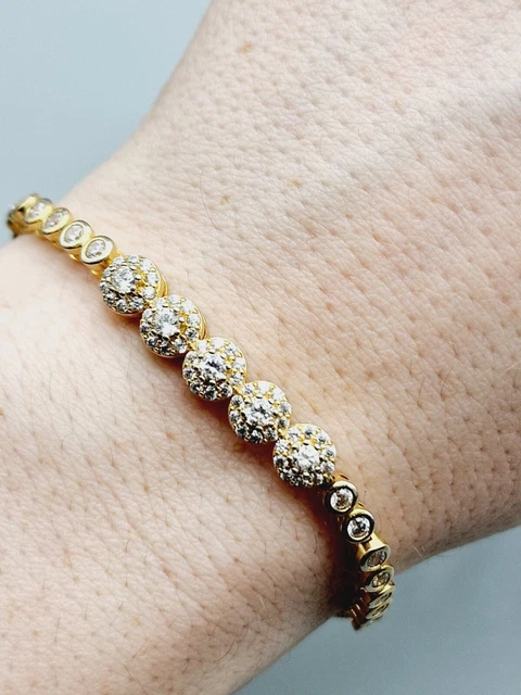 Beautiful Gold Tone Bracelet With White Sparkly Stones
