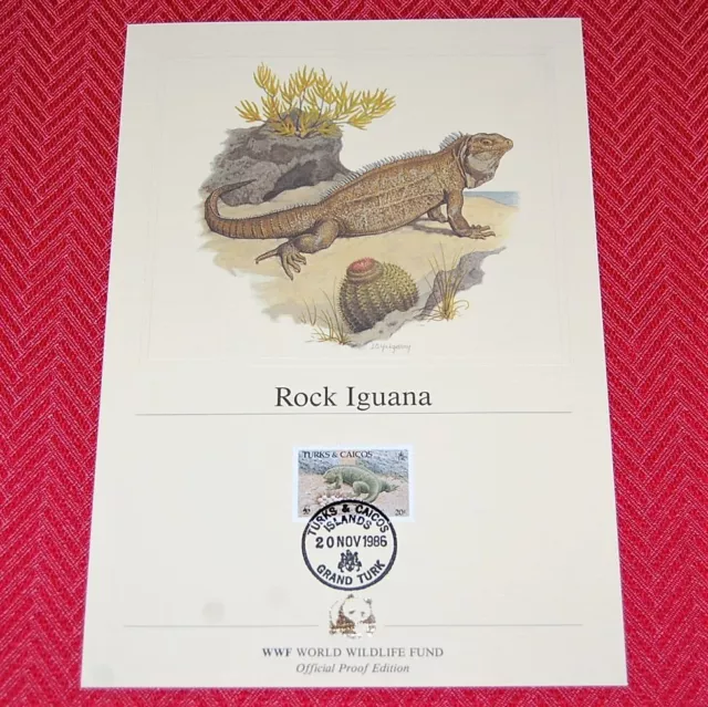 Turks & Caicos Iguana Stamp Wwf World Wildlife Fund Official Proof Edition #1