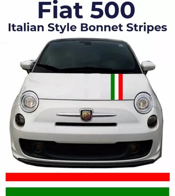 Fiat 500 595 Italian Style Bonnet Stripes.  UK Seller.  Free Delivery