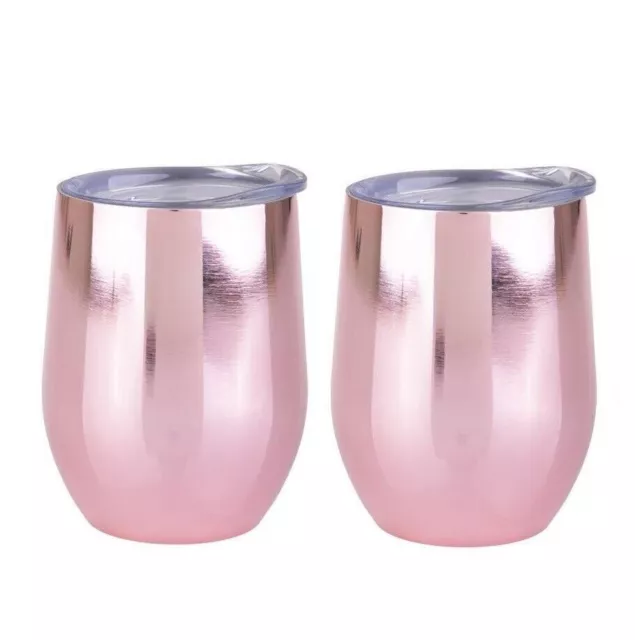 2pcs Oasis Wine Traveler Set Tumbler DoubleWall Insulated 330ml Mirror Rose Gold