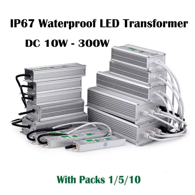 IP67 DC12V LED Driver Transformer Waterproof Power Supply For LED Strip 10W-300W